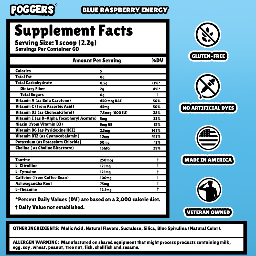 BLUE RASPBERRY ENERGY DRINK MIX