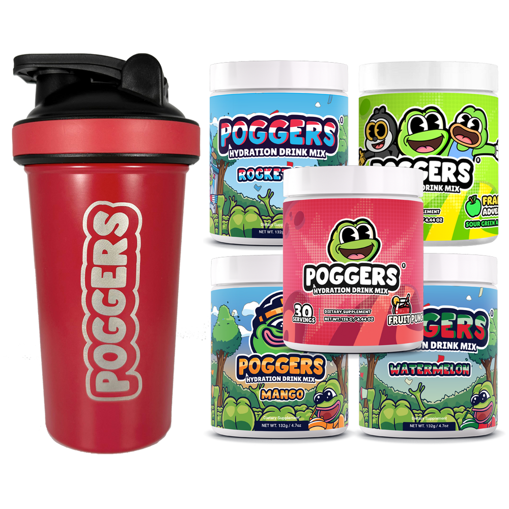 RED STAINLESS STEEL SHAKER HYDRATION BUNDLE